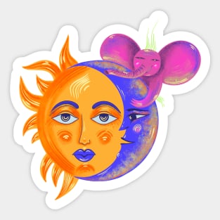 Sun Moon and elephant Sticker